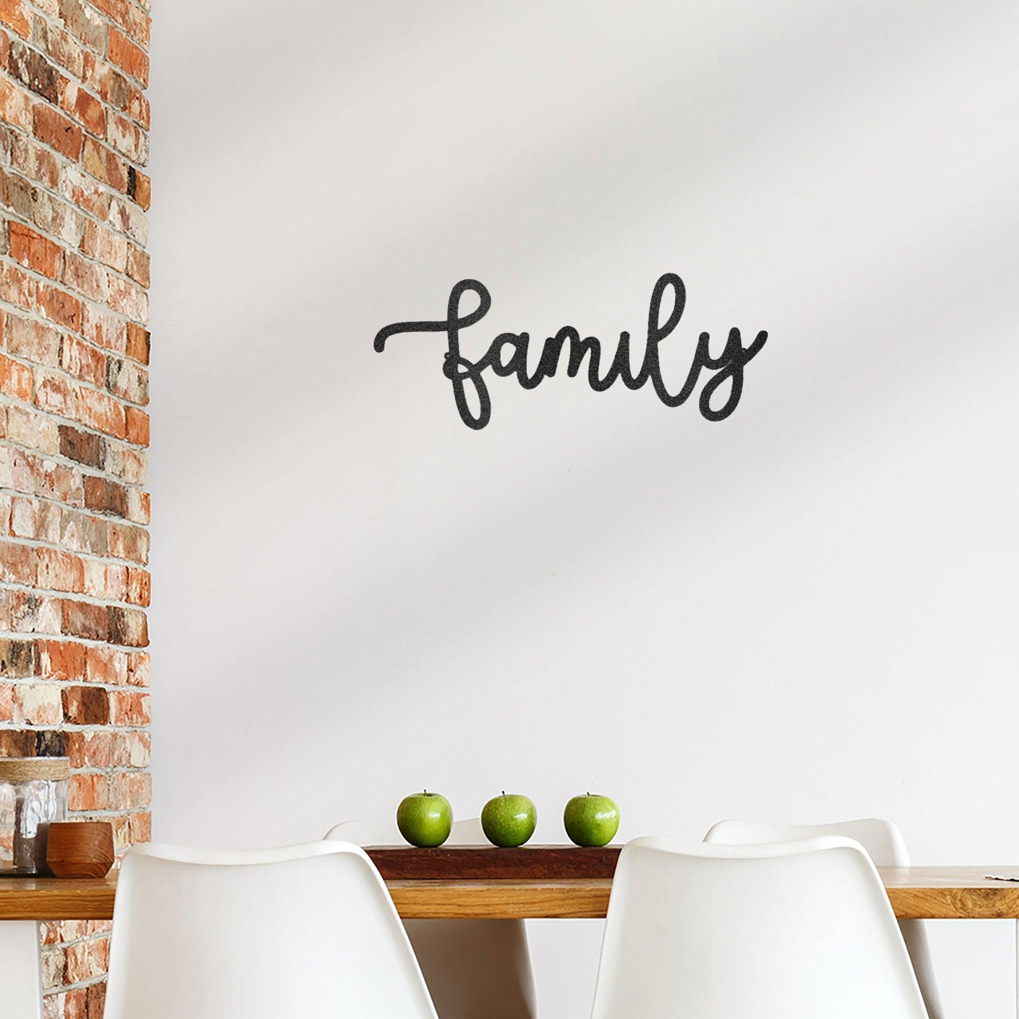 Family Script Indoor Outdoor Metal Wall Art - Mallard Moon Gift Shop