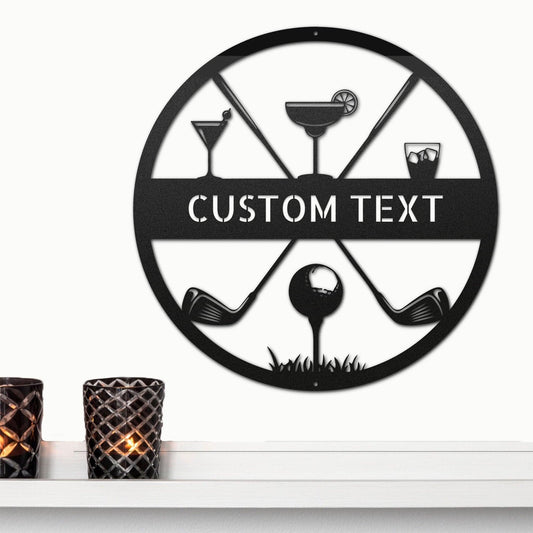 Golf 19th Hole Custom Name Metal Art Wall Sign - Mallard Moon Gift Shop