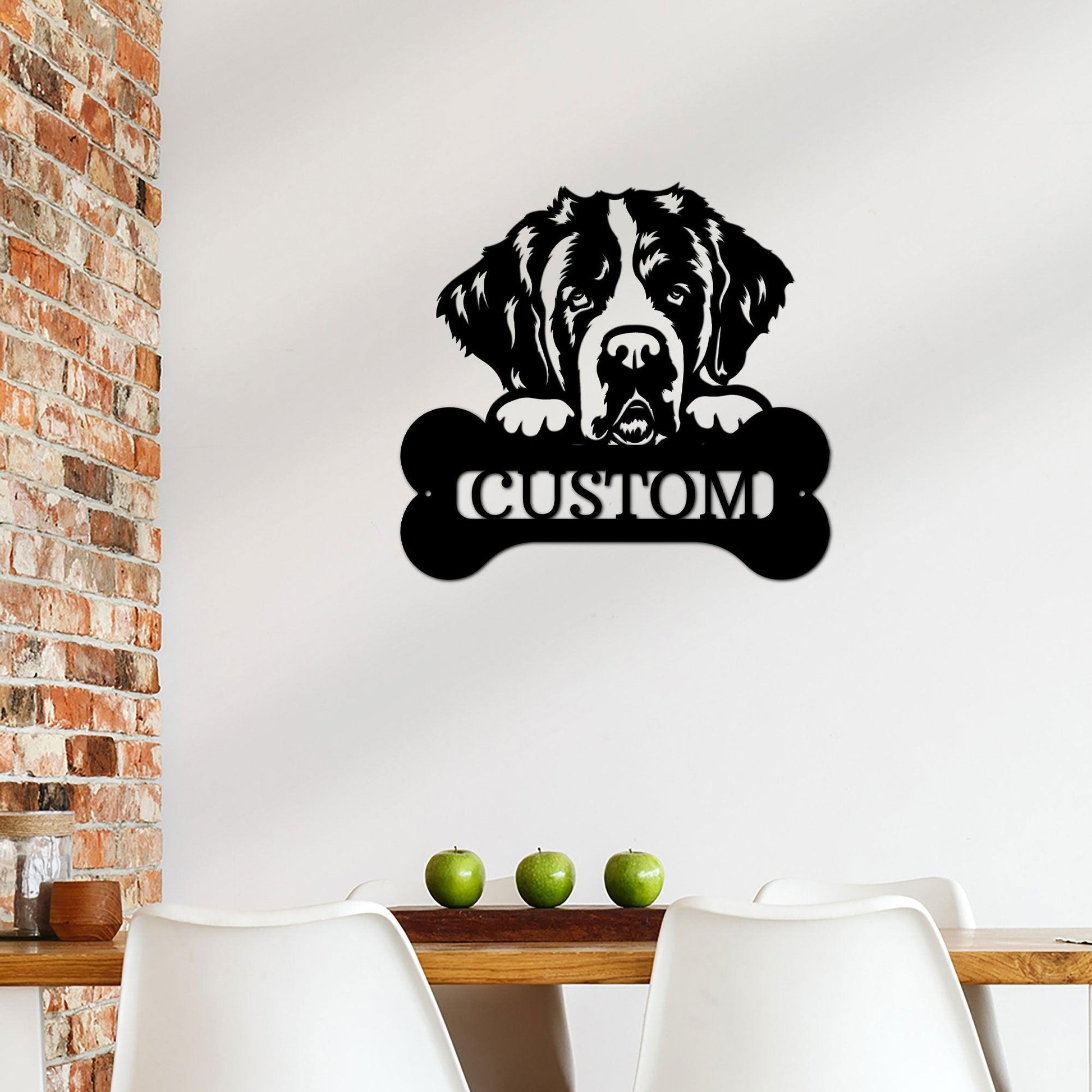 St. Bernard Dog Custom Name Metal Art Wall Sign - Mallard Moon Gift Shop