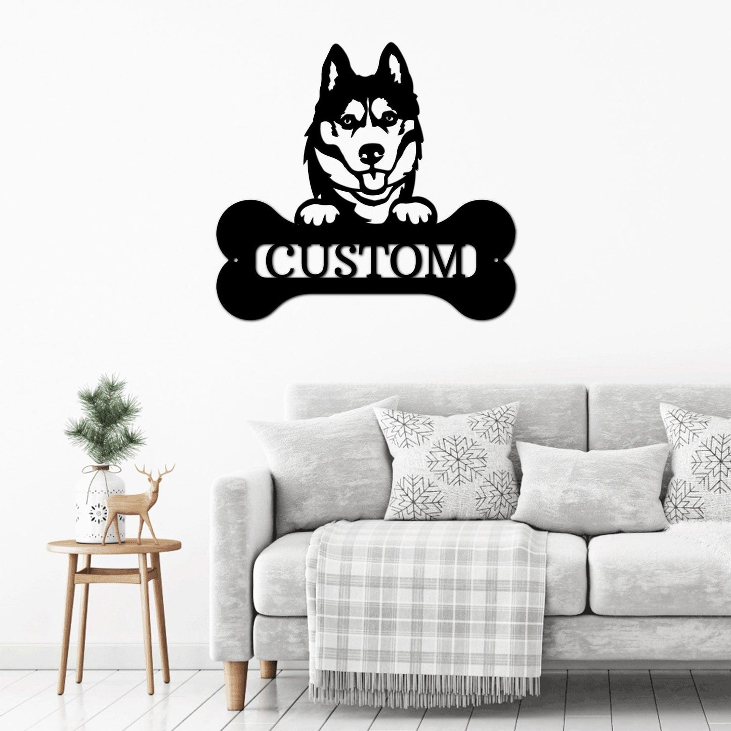 Siberian Husky Dog Custom Name Metal Art Wall Sign - Mallard Moon Gift Shop