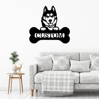 Siberian Husky Dog Custom Name Metal Art Wall Sign - Mallard Moon Gift Shop