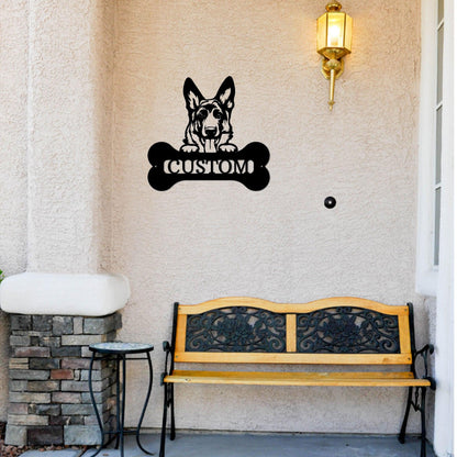 German Sheperd Custom Name Metal Art Wall Sign - Mallard Moon Gift Shop