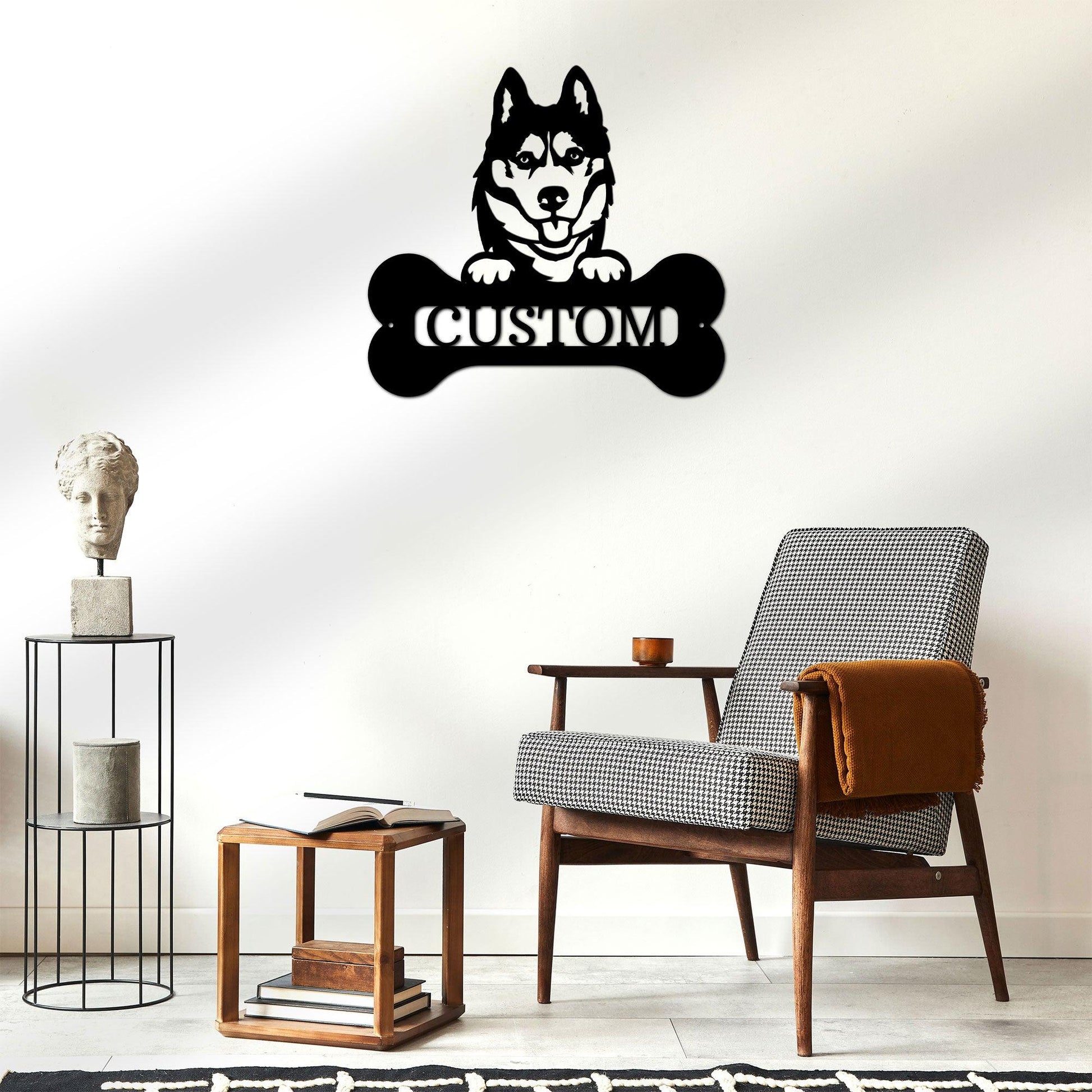 Siberian Husky Dog Custom Name Metal Art Wall Sign - Mallard Moon Gift Shop