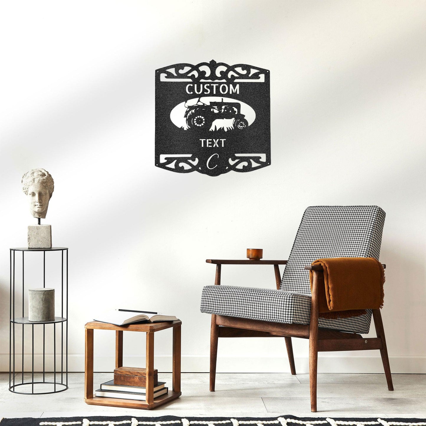 Farm Tractor Personalized Name and Initial Metal Art Wall Sign - Mallard Moon Gift Shop