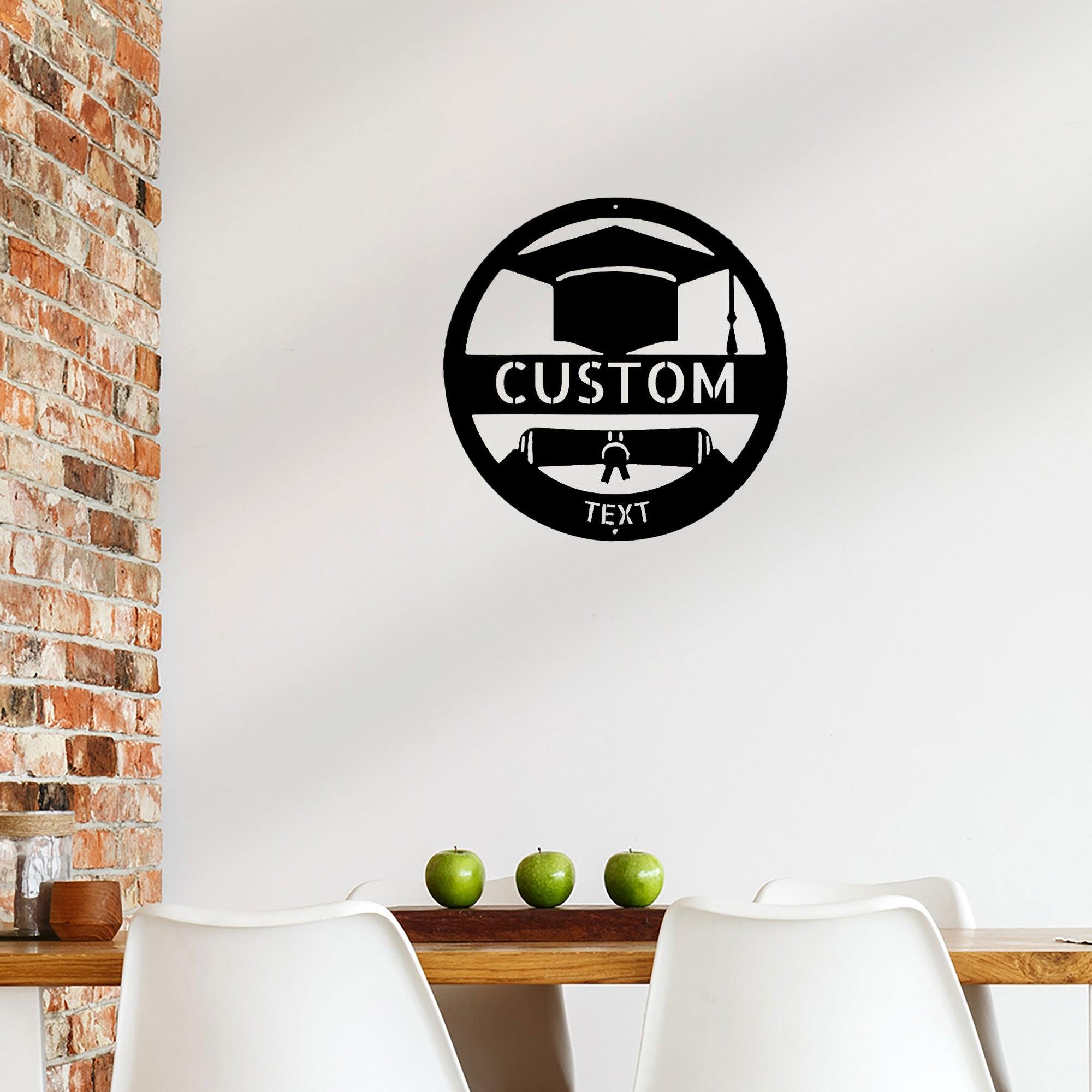 Graduation Cap and Diploma Custom Name Metal Art Wall Sign - Mallard Moon Gift Shop