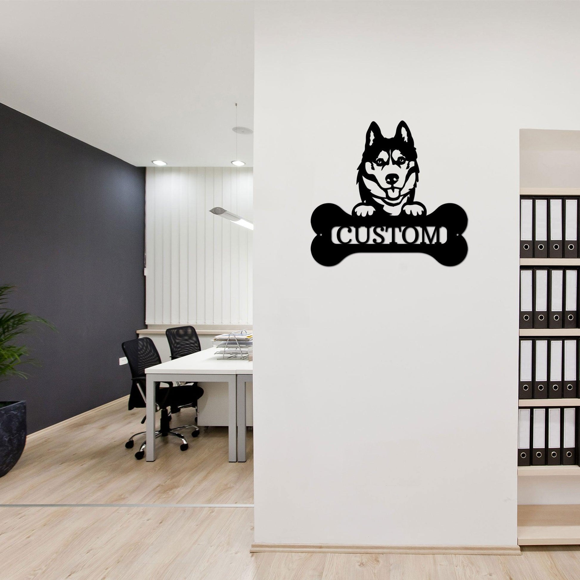 Siberian Husky Dog Custom Name Metal Art Wall Sign - Mallard Moon Gift Shop