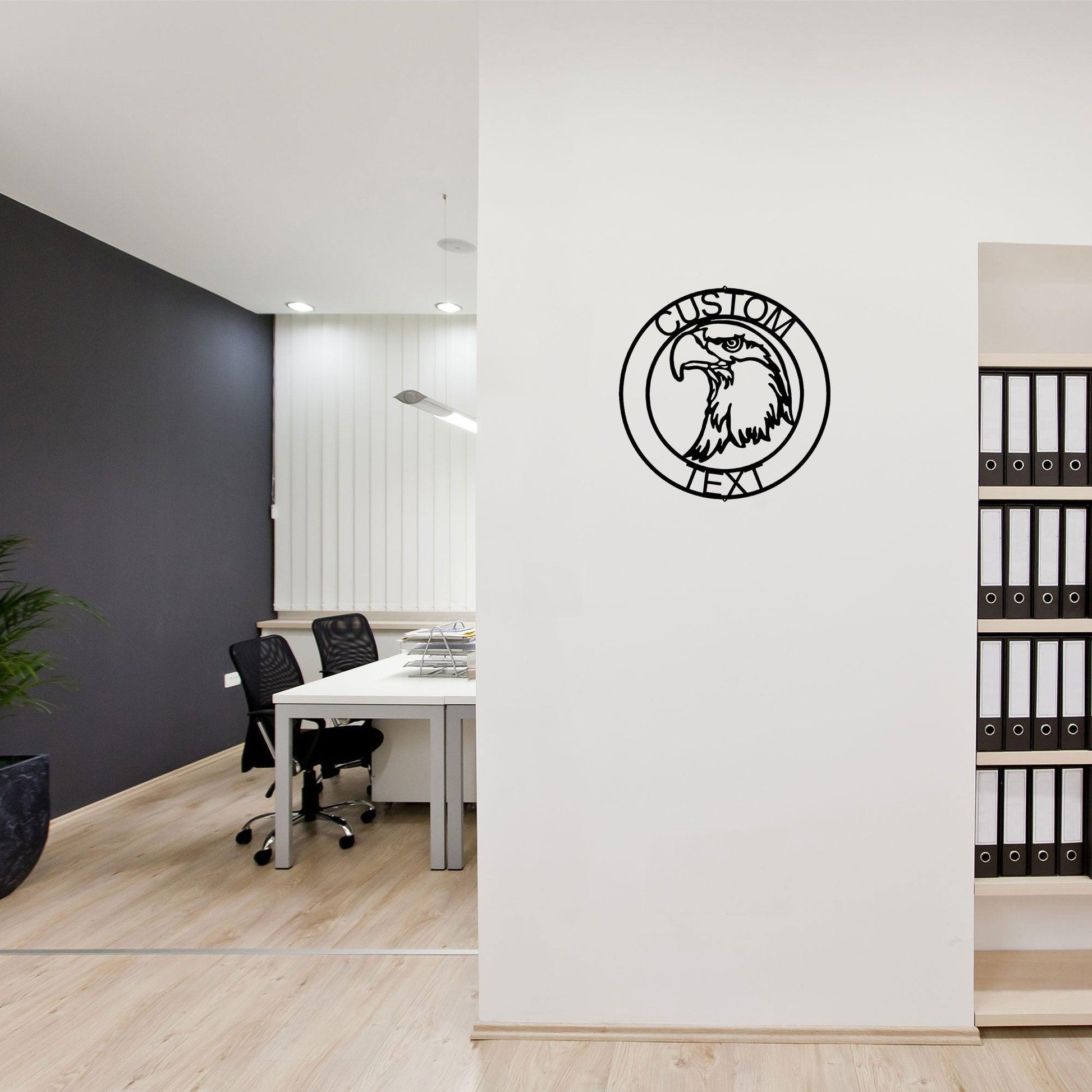 Bald Eagle Head Custom Name Metal Art Wall Sign - Mallard Moon Gift Shop