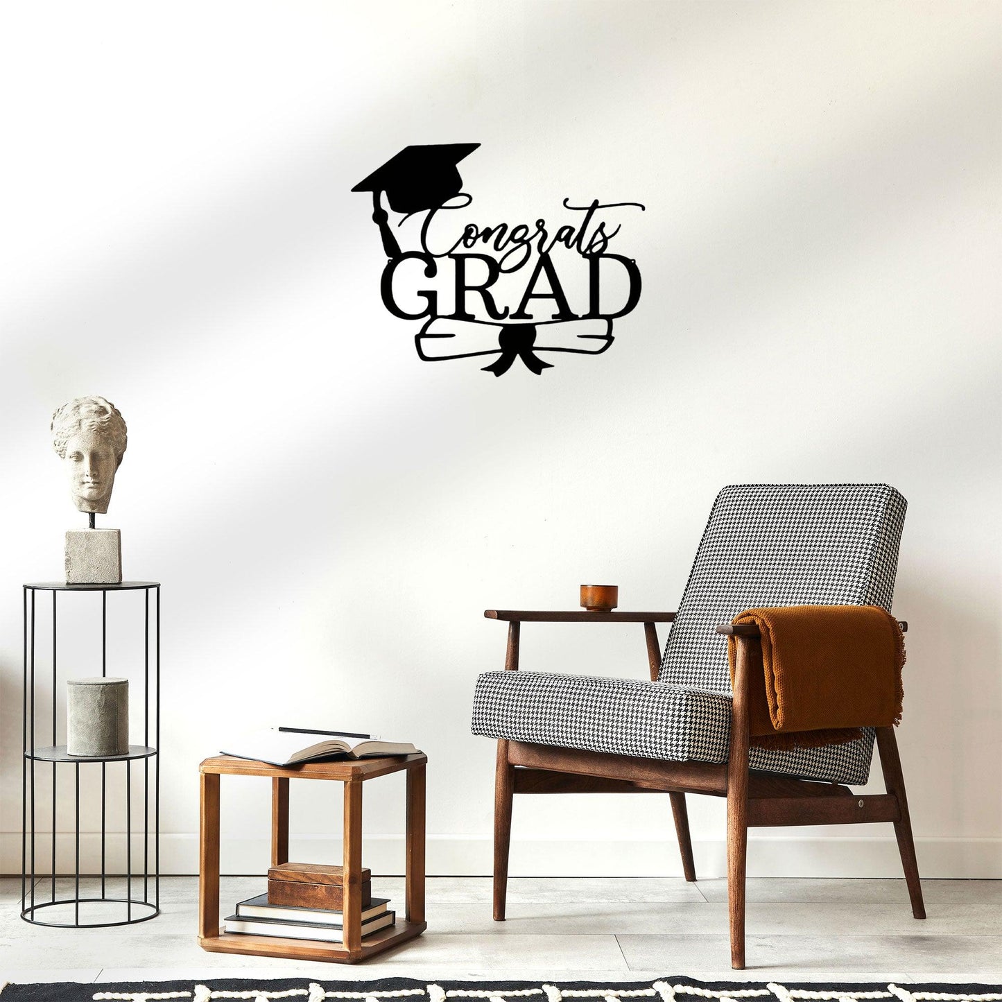 Congrats Grad Cap and Diploma Metal Art Steel Wall Sign Graduation Gift - Mallard Moon Gift Shop