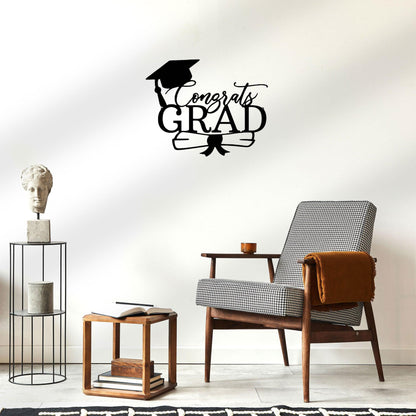 Congrats Grad Cap and Diploma Metal Art Steel Wall Sign Graduation Gift - Mallard Moon Gift Shop