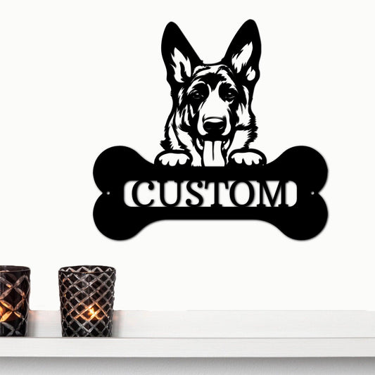 German Sheperd Custom Name Metal Art Wall Sign - Mallard Moon Gift Shop