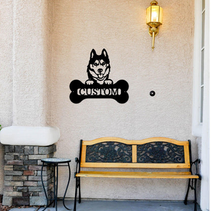 Siberian Husky Dog Custom Name Metal Art Wall Sign - Mallard Moon Gift Shop