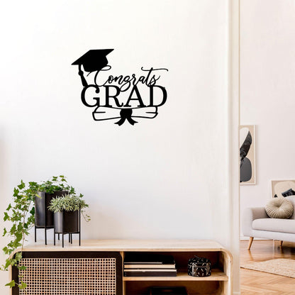 Congrats Grad Cap and Diploma Metal Art Steel Wall Sign Graduation Gift - Mallard Moon Gift Shop