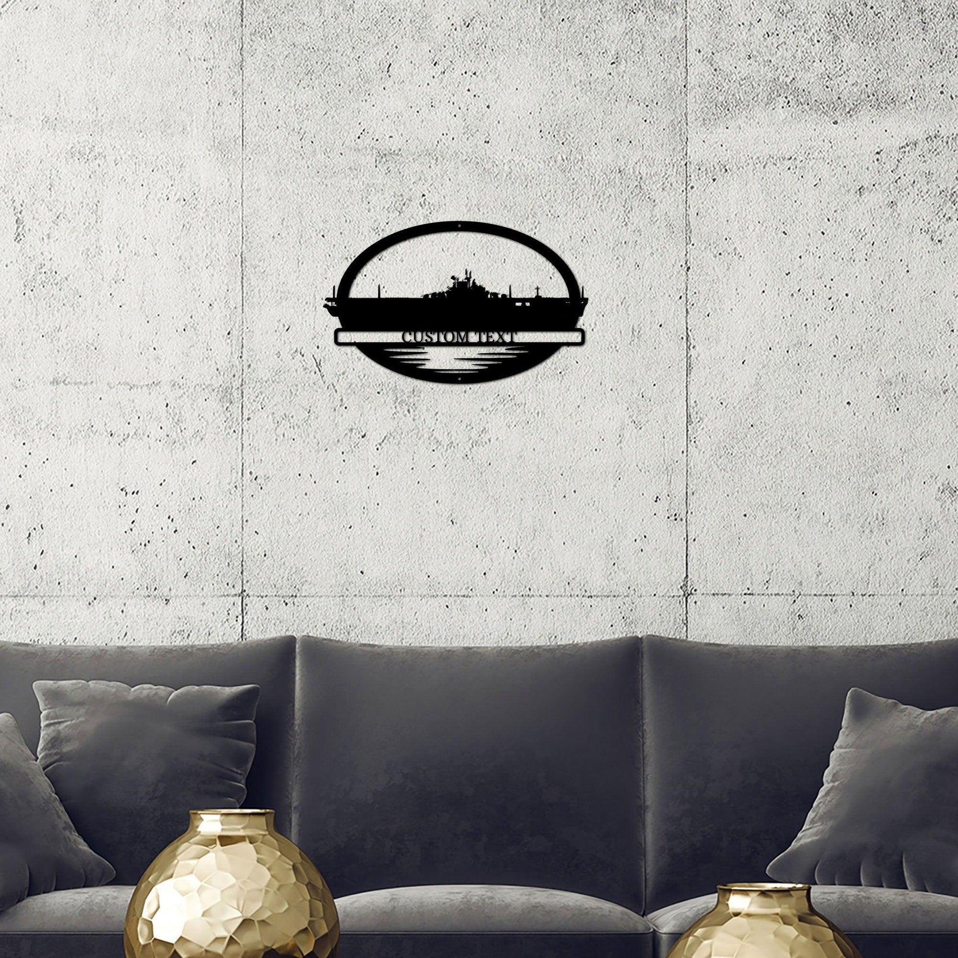 Navy Battleship USS Wasp Silhouette Custom Metal Art Wall Sign - Mallard Moon Gift Shop