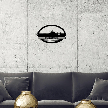 Navy Battleship USS Wasp Silhouette Custom Metal Art Wall Sign - Mallard Moon Gift Shop