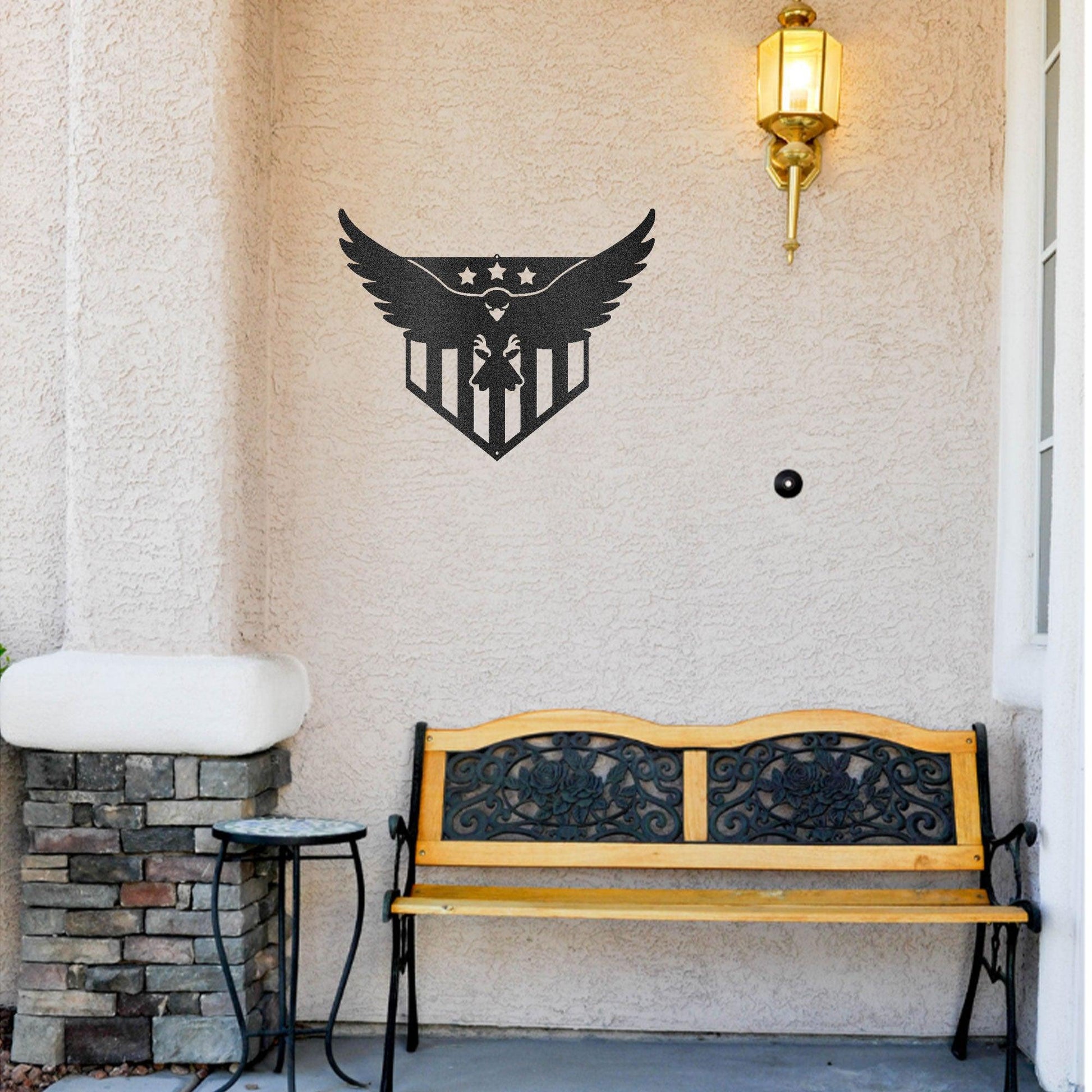 Swooping Eagle Patriotic Indoor Outdoor Steel Wall Sign - Mallard Moon Gift Shop