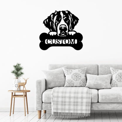 St. Bernard Dog Custom Name Metal Art Wall Sign - Mallard Moon Gift Shop