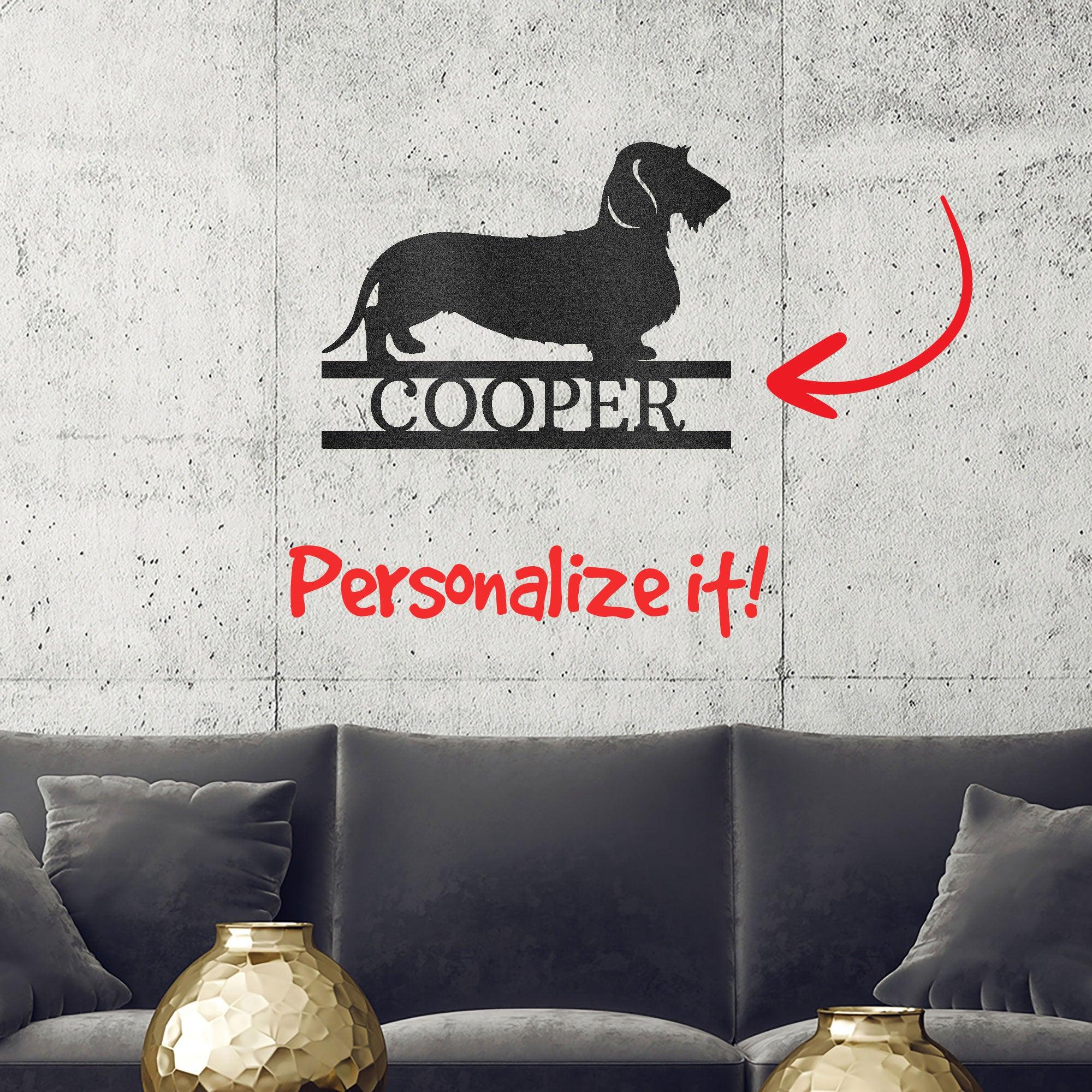 Dachshund Wire Haired Custom Name Metal Wall Sign - Mallard Moon Gift Shop