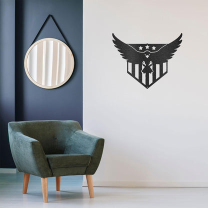 Swooping Eagle Patriotic Indoor Outdoor Steel Wall Sign - Mallard Moon Gift Shop