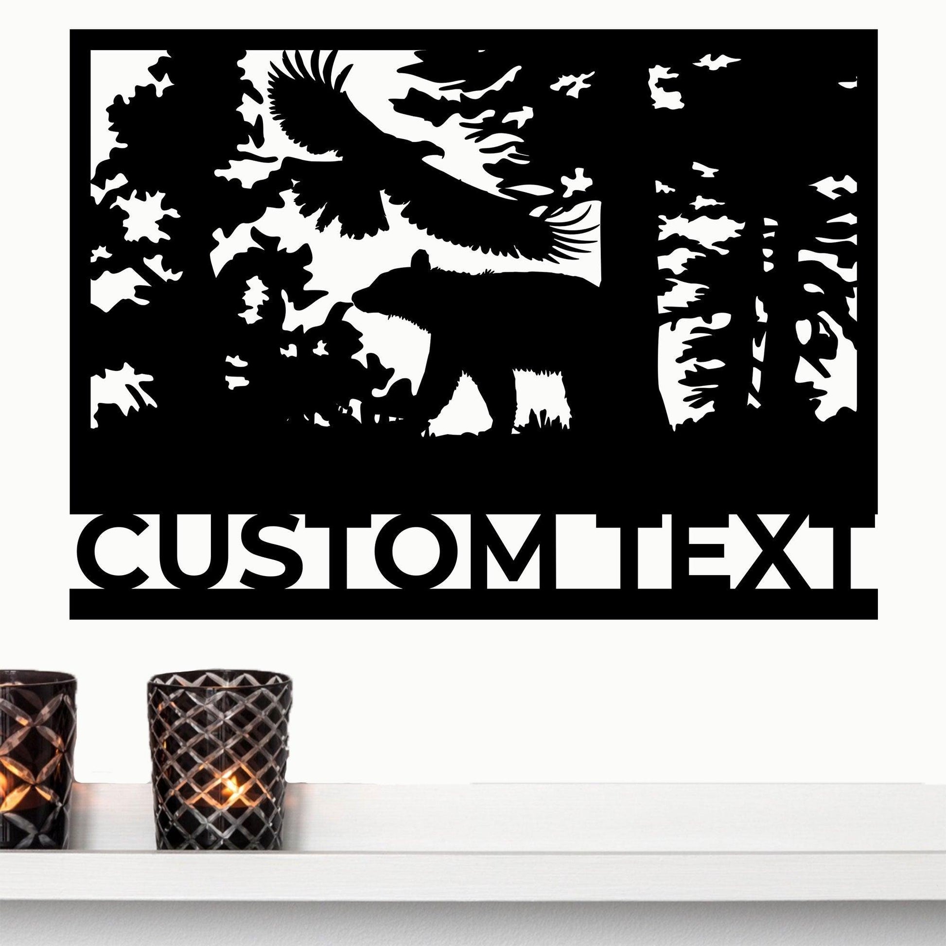 Bear and Eagle Custom Metal Wall Art - Mallard Moon Gift Shop