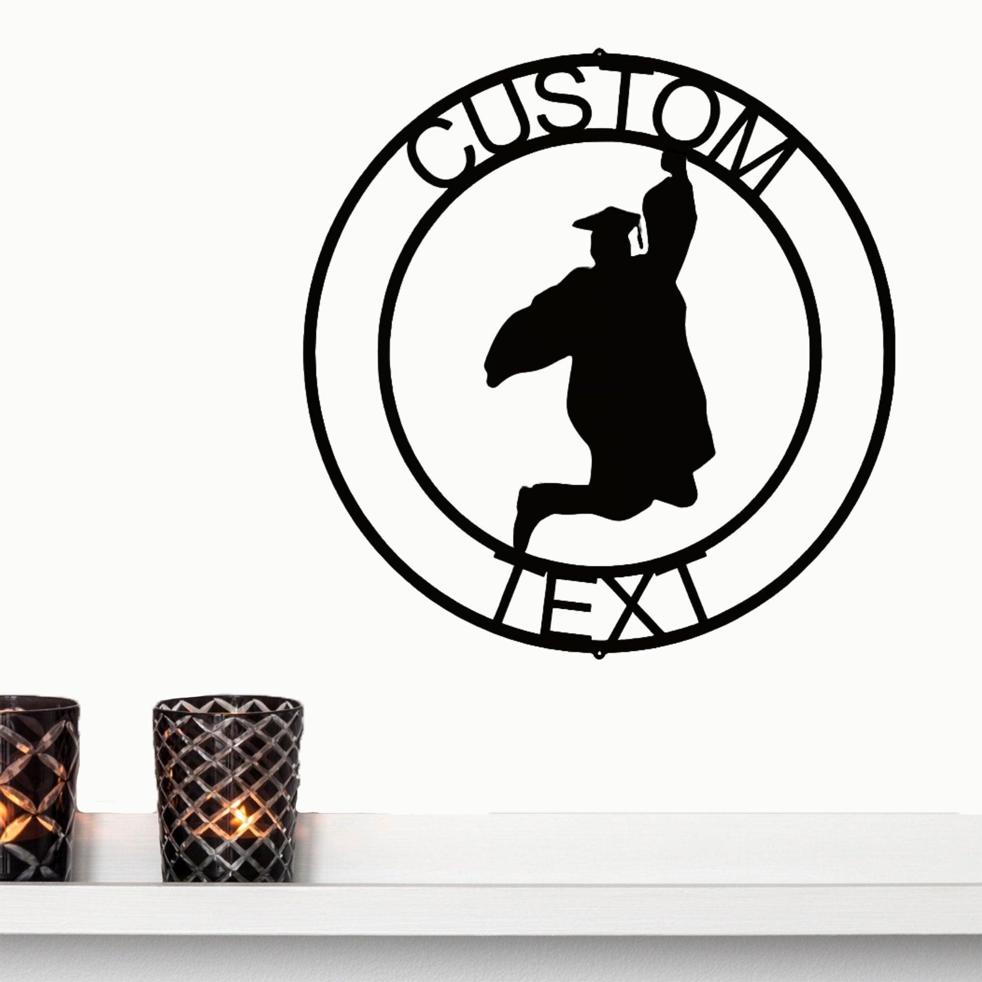 Male Graduate Custom Name Metal Art Wall Sign - Mallard Moon Gift Shop