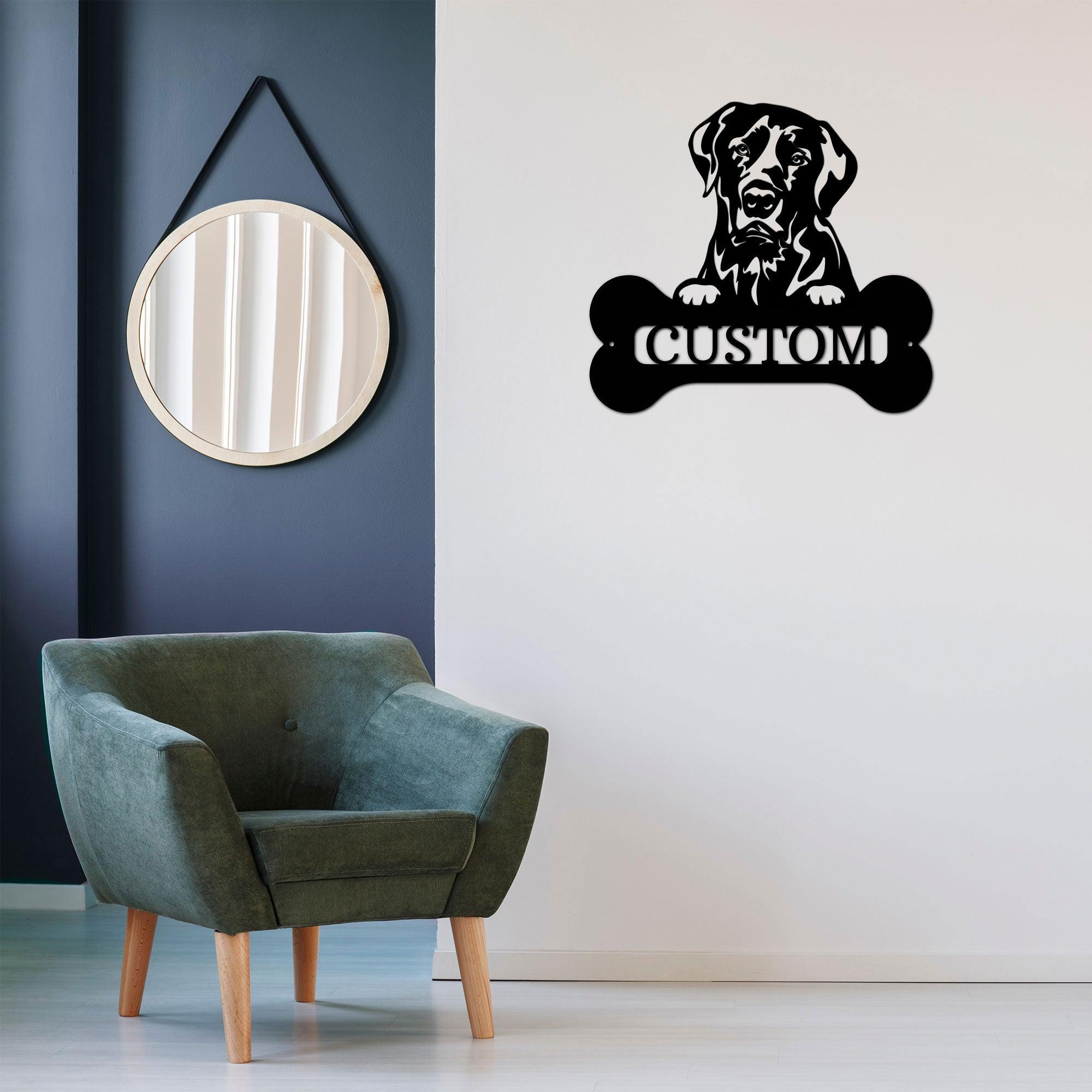 Labrador Retriever Dog Custom Name Metal Art Wall Sign - Mallard Moon Gift Shop