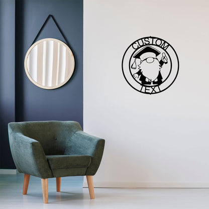 Gnome Graduate Custom Name Metal Art Wall Sign Home Decor - Mallard Moon Gift Shop