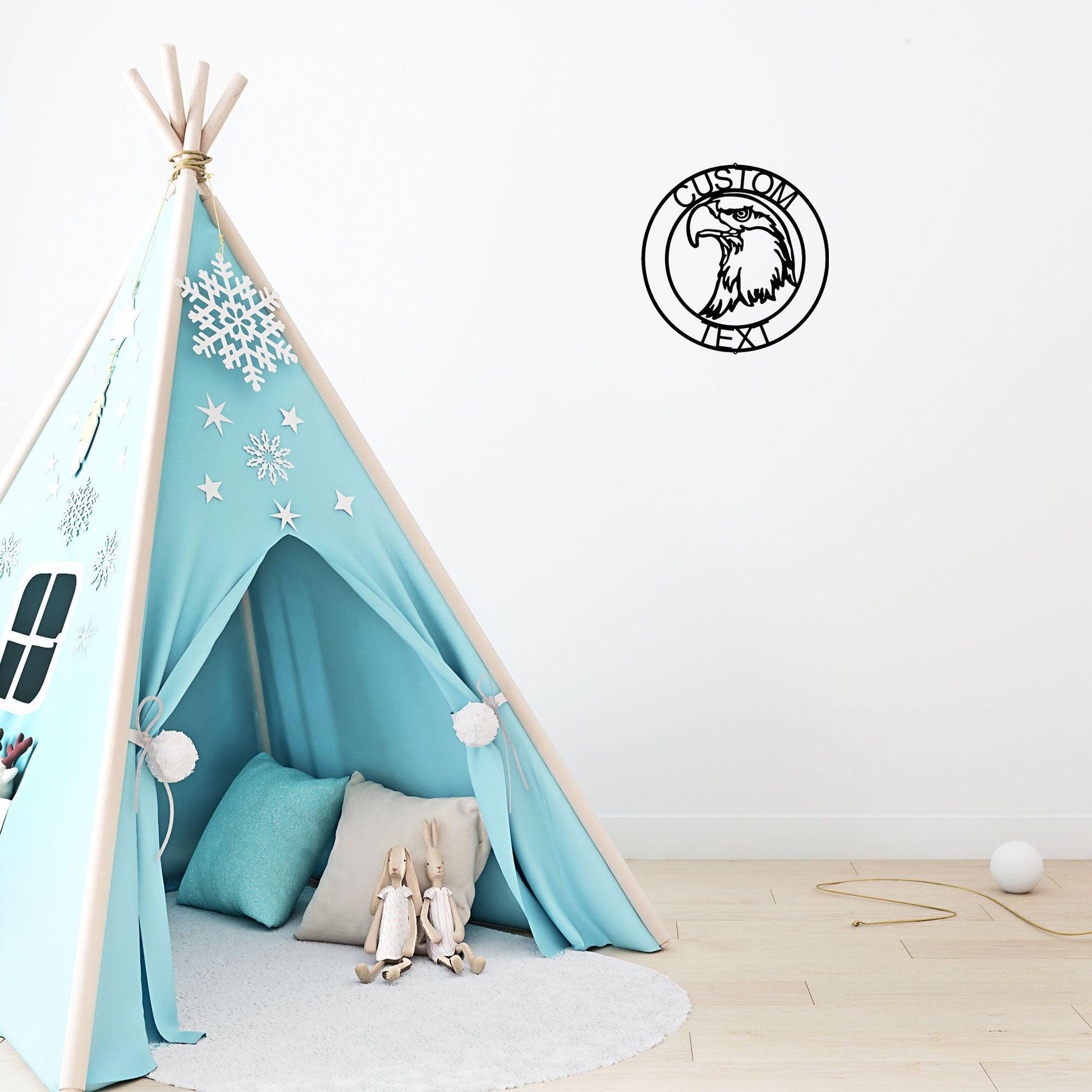 Bald Eagle Head Custom Name Metal Art Wall Sign - Mallard Moon Gift Shop