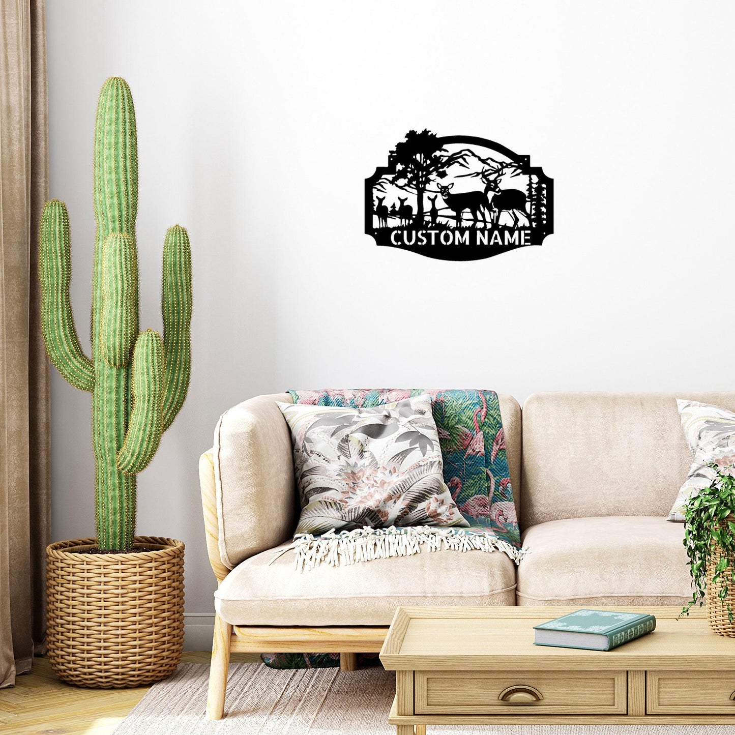 Deer Family Custom Name Metal Art Wall Sign Housewarming Wedding Anniversary Birthday - Mallard Moon Gift Shop