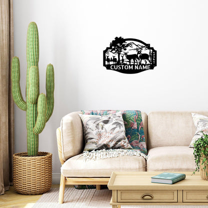 Deer Family Custom Name Metal Art Wall Sign Housewarming Wedding Anniversary Birthday - Mallard Moon Gift Shop