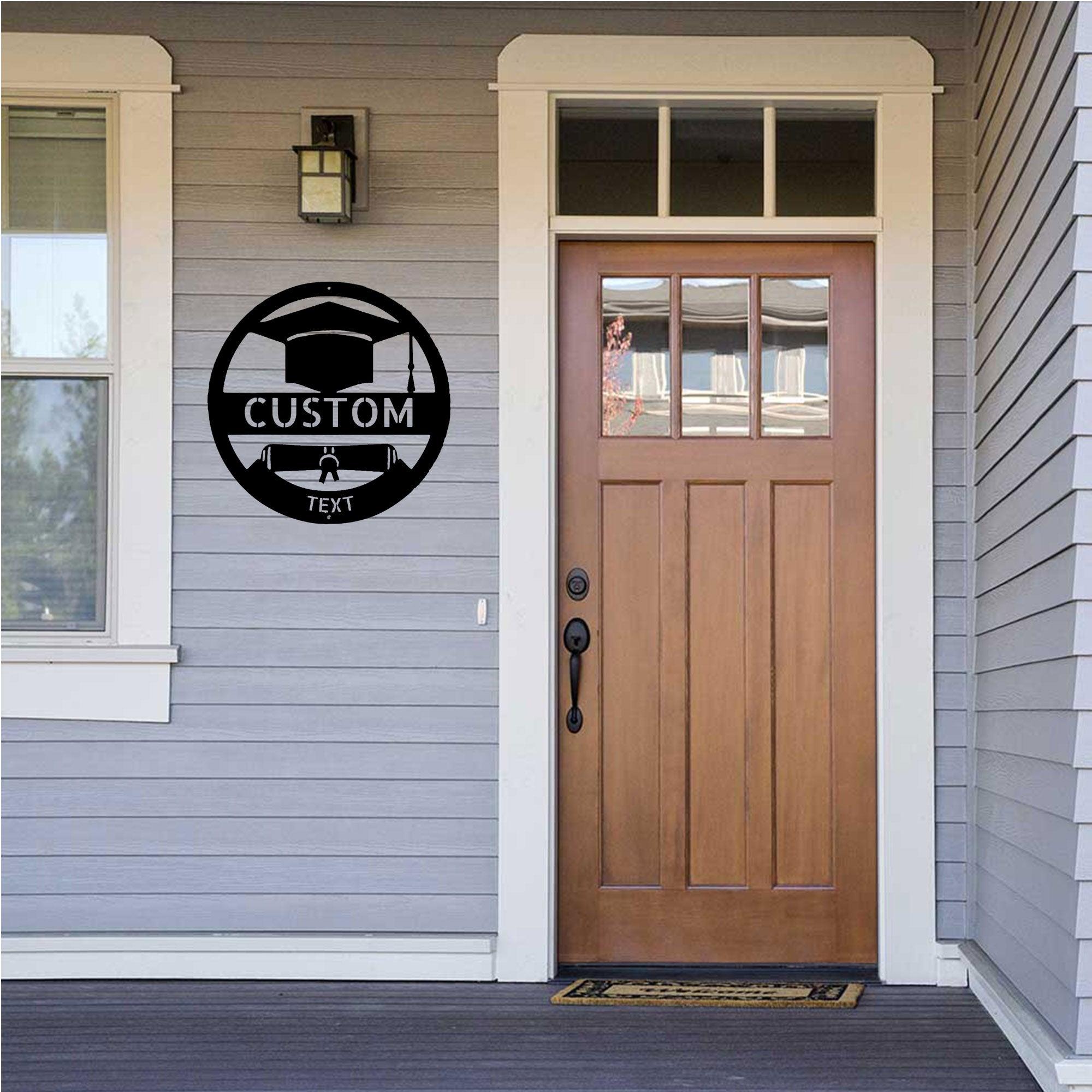 Graduation Cap and Diploma Custom Name Metal Art Wall Sign - Mallard Moon Gift Shop