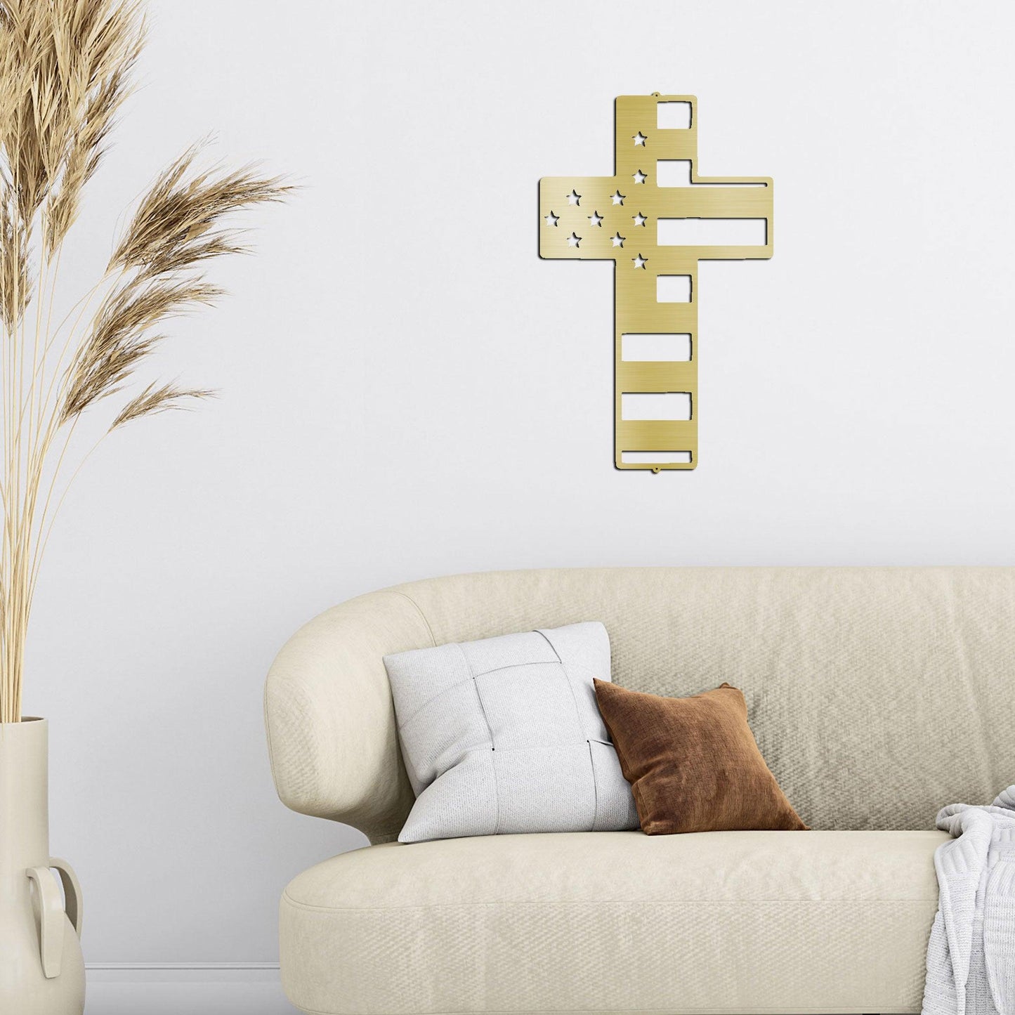 American Flag Cross Metal Art Wall Sign - Mallard Moon Gift Shop