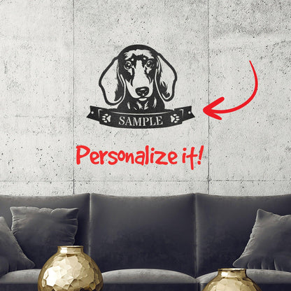 Dachshund Face Shorthaired Custom Name Metal Art Wall Sign - Mallard Moon Gift Shop
