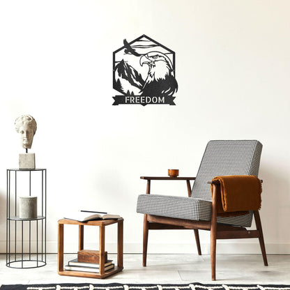 Bald Eagle Mountain Scene Custom Name Metal Art Wall Sign - Mallard Moon Gift Shop