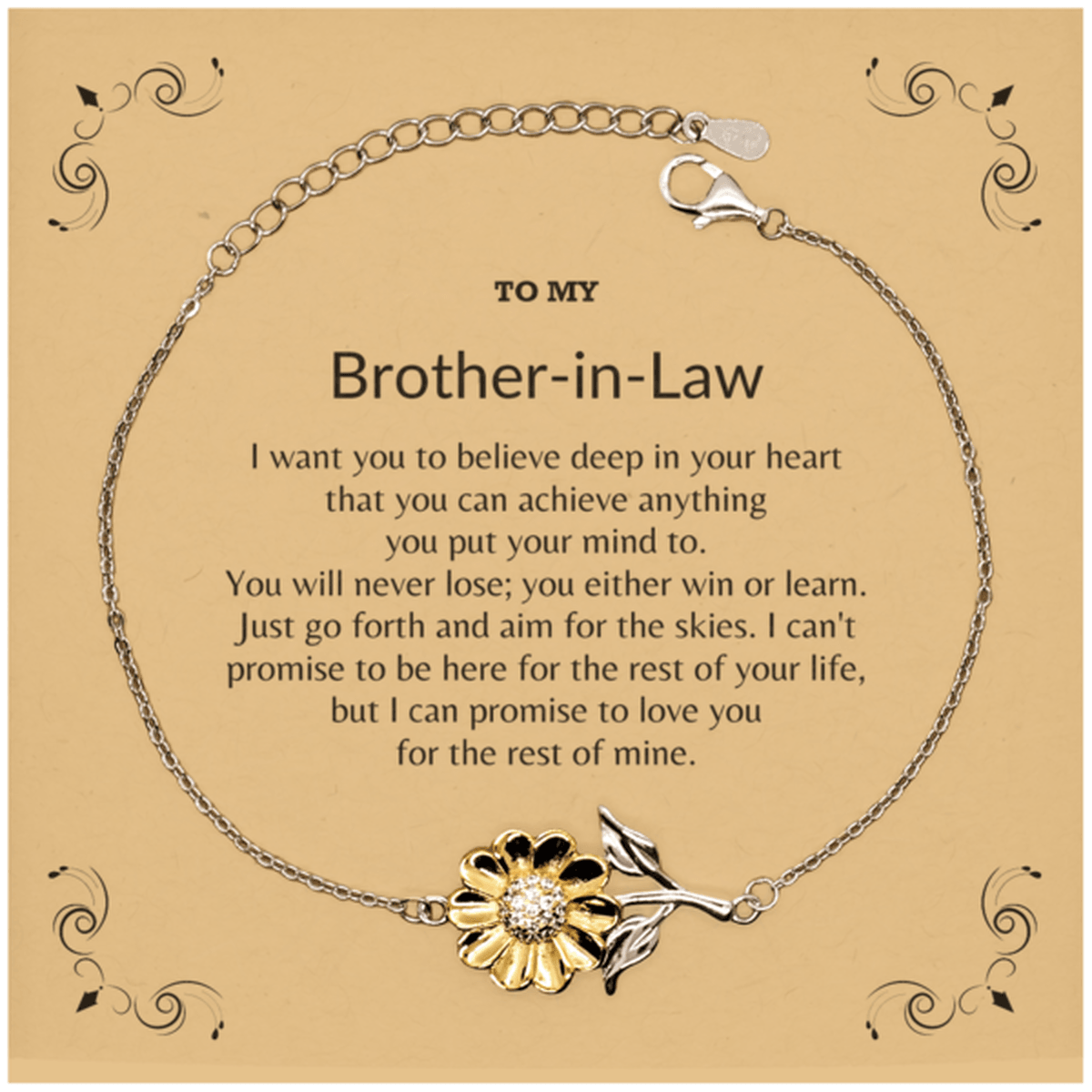 Motivational Brother-In-Law Sunflower Bracelet - I can promise to love you for the rest of my life, Birthday, Christmas Holiday Jewelry Gift - Mallard Moon Gift Shop