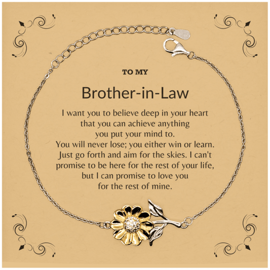 Motivational Brother-In-Law Sunflower Bracelet - I can promise to love you for the rest of my life, Birthday, Christmas Holiday Jewelry Gift - Mallard Moon Gift Shop