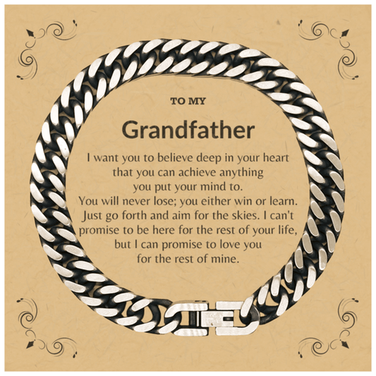 Motivational Grandfather Cuban Link Chain Bracelet, I can promise to love you for the rest of my life; Birthday, Christmas Holiday Jewelry Gift - Mallard Moon Gift Shop