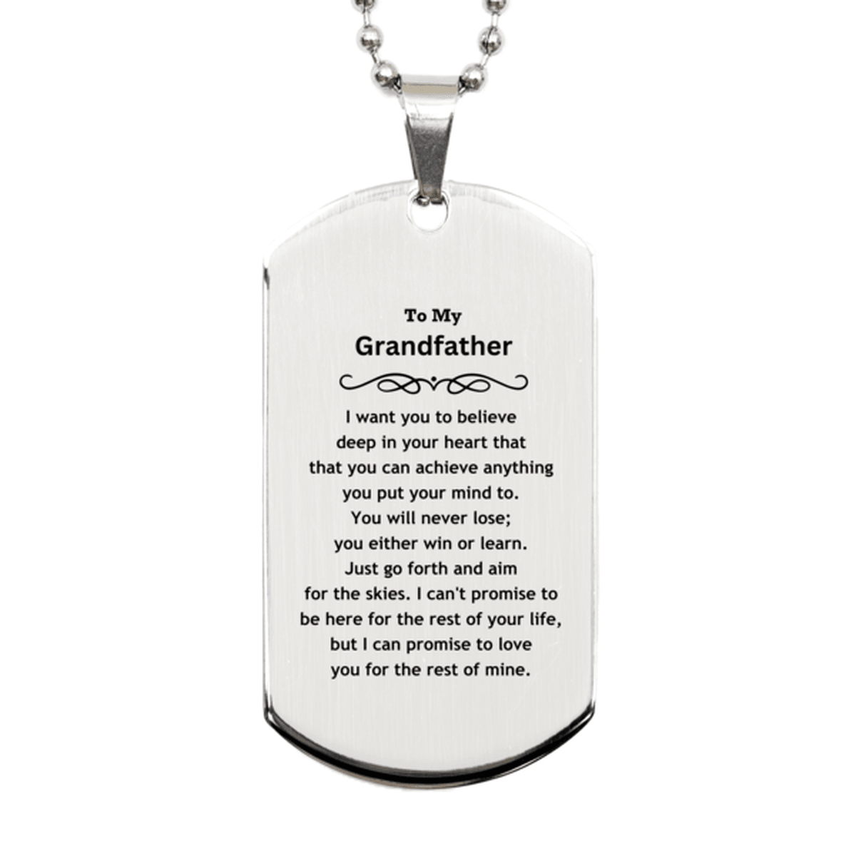 Motivational Grandfather Silver Dog Tag Engraved Necklace, I can promise to love you for the rest of my life, Birthday Christmas Jewelry Gift - Mallard Moon Gift Shop