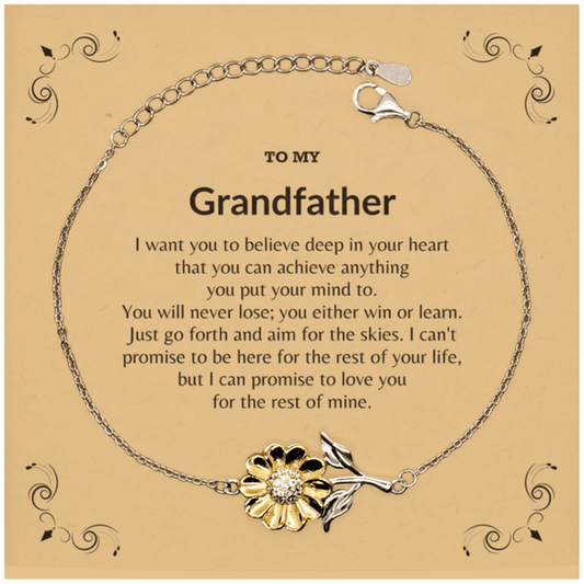 Motivational Grandfather Sunflower Bracelet - I can promise to love you for the rest of my life, Birthday, Christmas Holiday Jewelry Gift - Mallard Moon Gift Shop