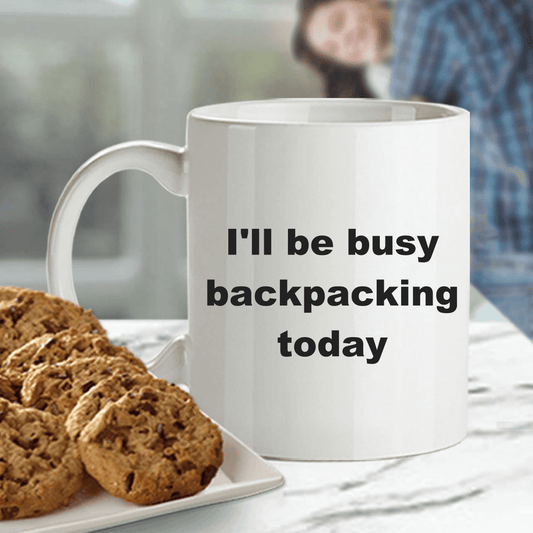 Funny Backpacking Ceramic Coffee Mug - Mallard Moon Gift Shop