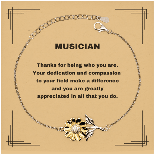 Musician Sunflower Bracelet - Thanks for being who you are - Birthday Christmas Jewelry Gifts Coworkers Colleague Boss - Mallard Moon Gift Shop