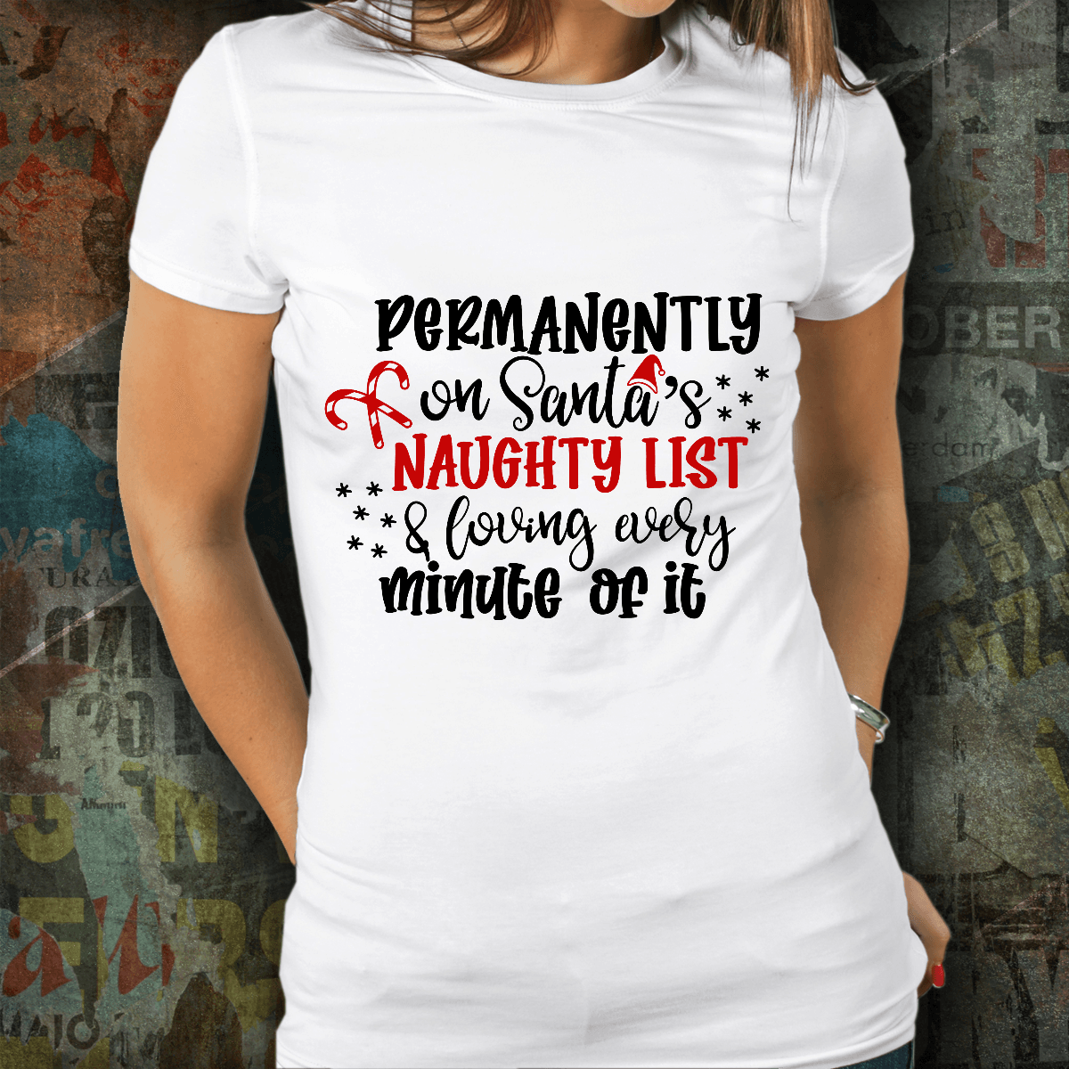 Funny Santa Naughty List Tee Shirt - Mallard Moon Gift Shop