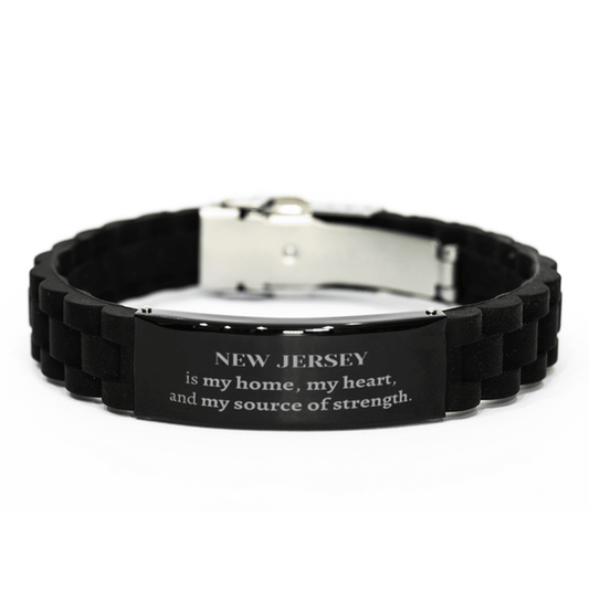 New Jersey is my home Gifts, Lovely New Jersey Birthday Christmas Black Glidelock Clasp Bracelet For People from New Jersey, Men, Women, Friends - Mallard Moon Gift Shop