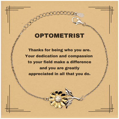 Optometrist Sunflower Bracelet - Thanks for being who you are - Birthday Christmas Jewelry Gifts Coworkers Colleague Boss - Mallard Moon Gift Shop
