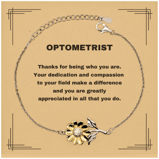 Optometrist Sunflower Bracelet - Thanks for being who you are - Birthday Christmas Jewelry Gifts Coworkers Colleague Boss - Mallard Moon Gift Shop