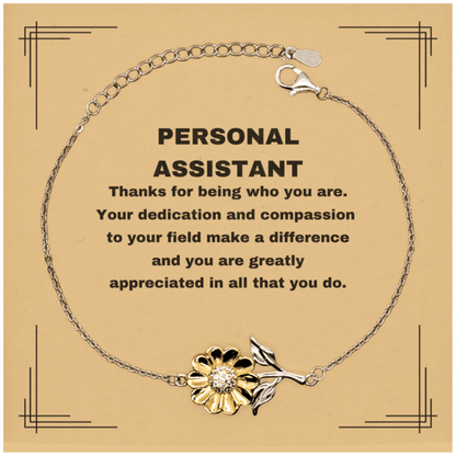 Personal Assistant Sunflower Bracelet - Thanks for being who you are - Birthday Christmas Jewelry Gifts Coworkers Colleague Boss - Mallard Moon Gift Shop