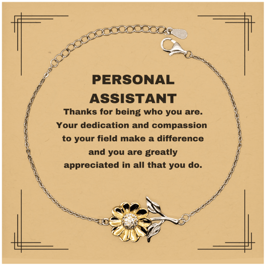 Personal Assistant Sunflower Bracelet - Thanks for being who you are - Birthday Christmas Jewelry Gifts Coworkers Colleague Boss - Mallard Moon Gift Shop