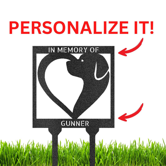 Dog Love Custom Address or Name Yard Garden Lawn Metal Stake Sign - Mallard Moon Gift Shop