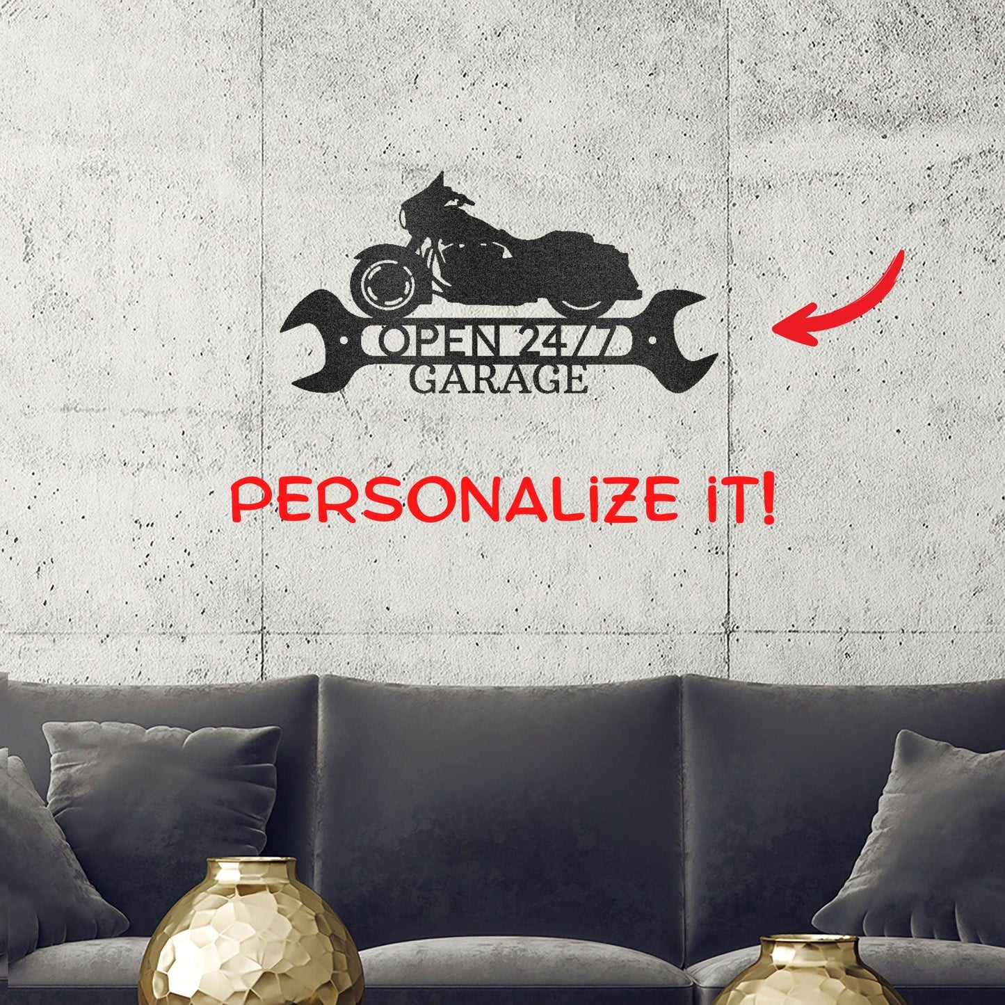 Street Glide Shop Monogram Personalized Motorcycle Indoor Outdoor Steel Wall Sign Art - Mallard Moon Gift Shop