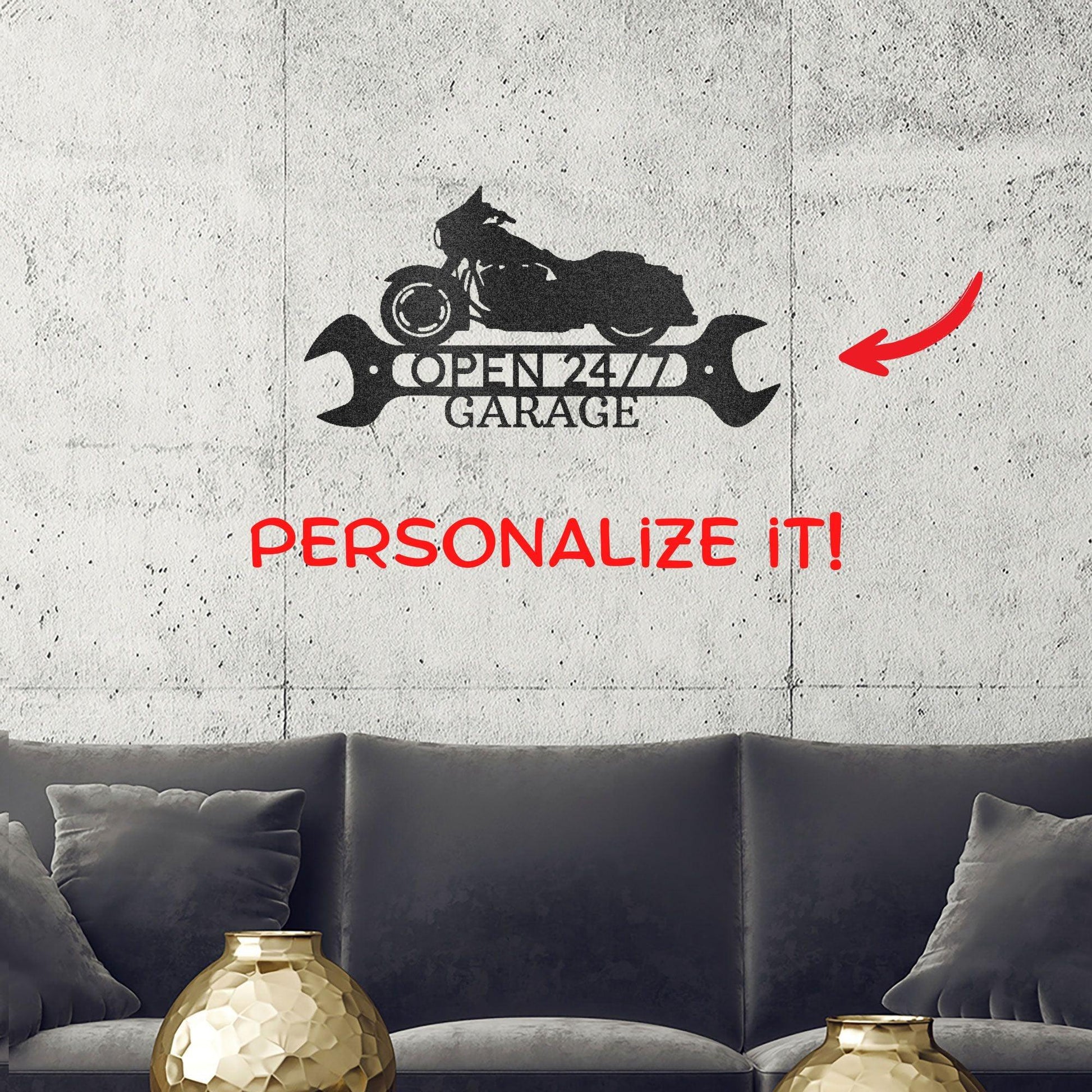 Street Glide Shop Monogram Personalized Motorcycle Indoor Outdoor Steel Wall Sign Art - Mallard Moon Gift Shop