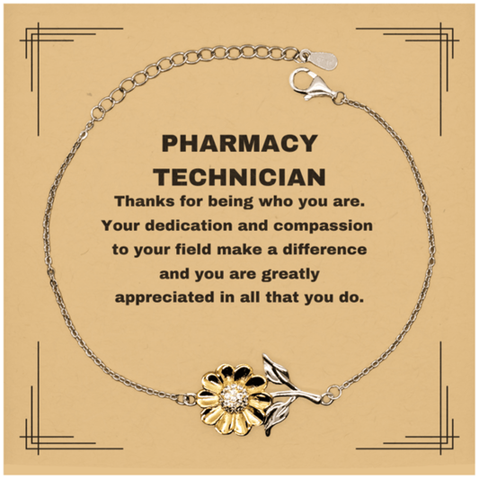 Pharmacy Technician Sunflower Bracelet - Thanks for being who you are - Birthday Christmas Jewelry Gifts Coworkers Colleague Boss - Mallard Moon Gift Shop